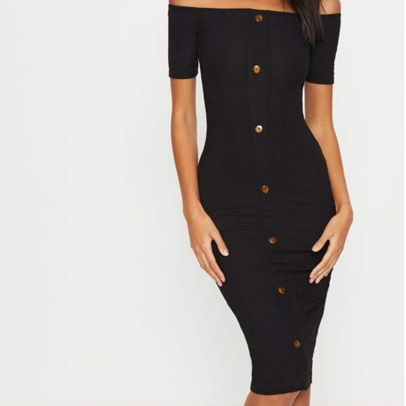 ribbed button midi dress